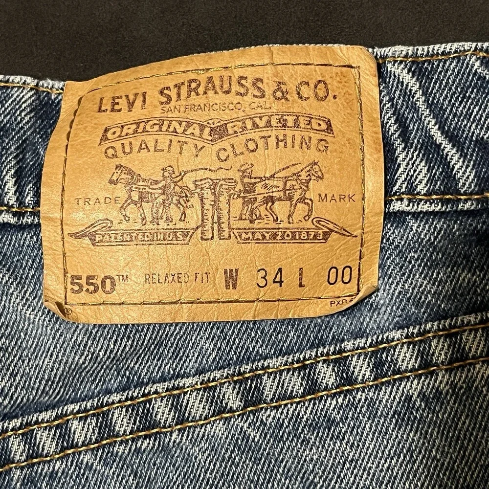 Levis Vintage Jean Shorts Jorts 560 Wide Leg Orange Tab Denim Men 34 1990s USA